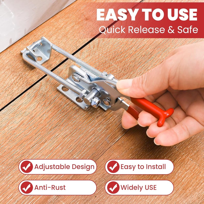 ALISWAT 8 Pack Heavy Duty Toggle Clamp Latches 431 Type, 2000Lbs Holding Capacity Adjustable Latch U Bolt Self Lock Toggle Latch Smoker Lid Latch for Tire Carrier Latch Trailer Latch Door Latch Hardware - Image 4